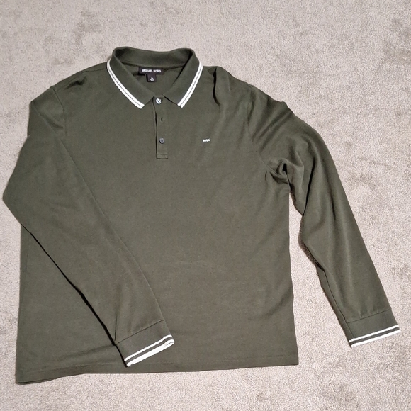 Michael Kors Green Polo Shirt with White Trim - Picture 1 of 3